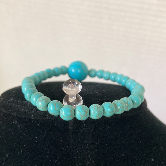Turquoise Beaded Bracelet with Round Turquoise Accent One size fits most 7.5 in - Picture 9 of 13